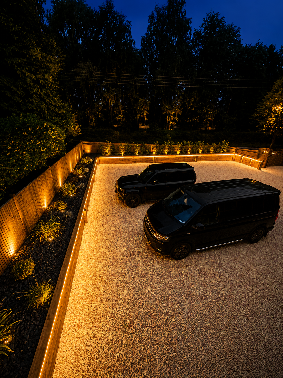 Driveway & Garden Lighting — Gravel, planting & integrated lighting