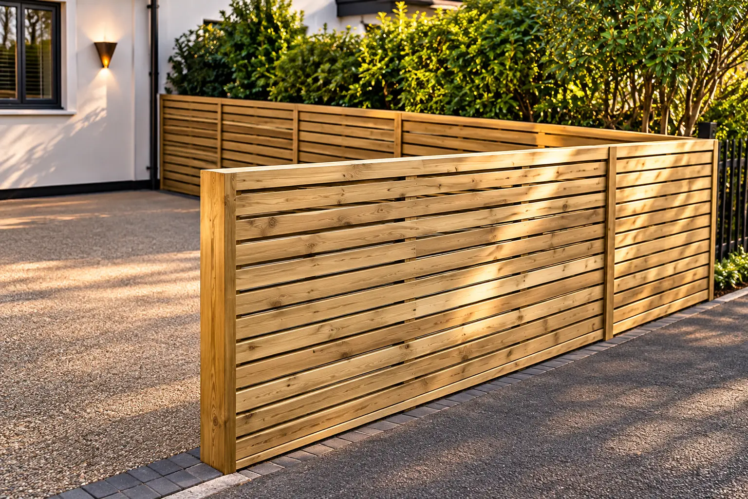 Slatted Timber Boundaries — Contemporary driveway screening